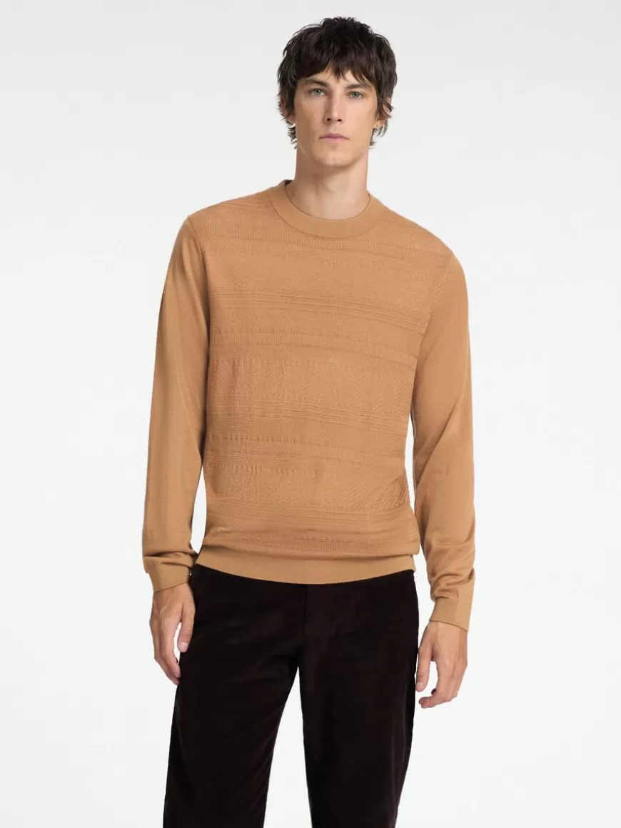 SELECTED 100 % MERINOULL CREW NECK-GENSER Orange Cheap