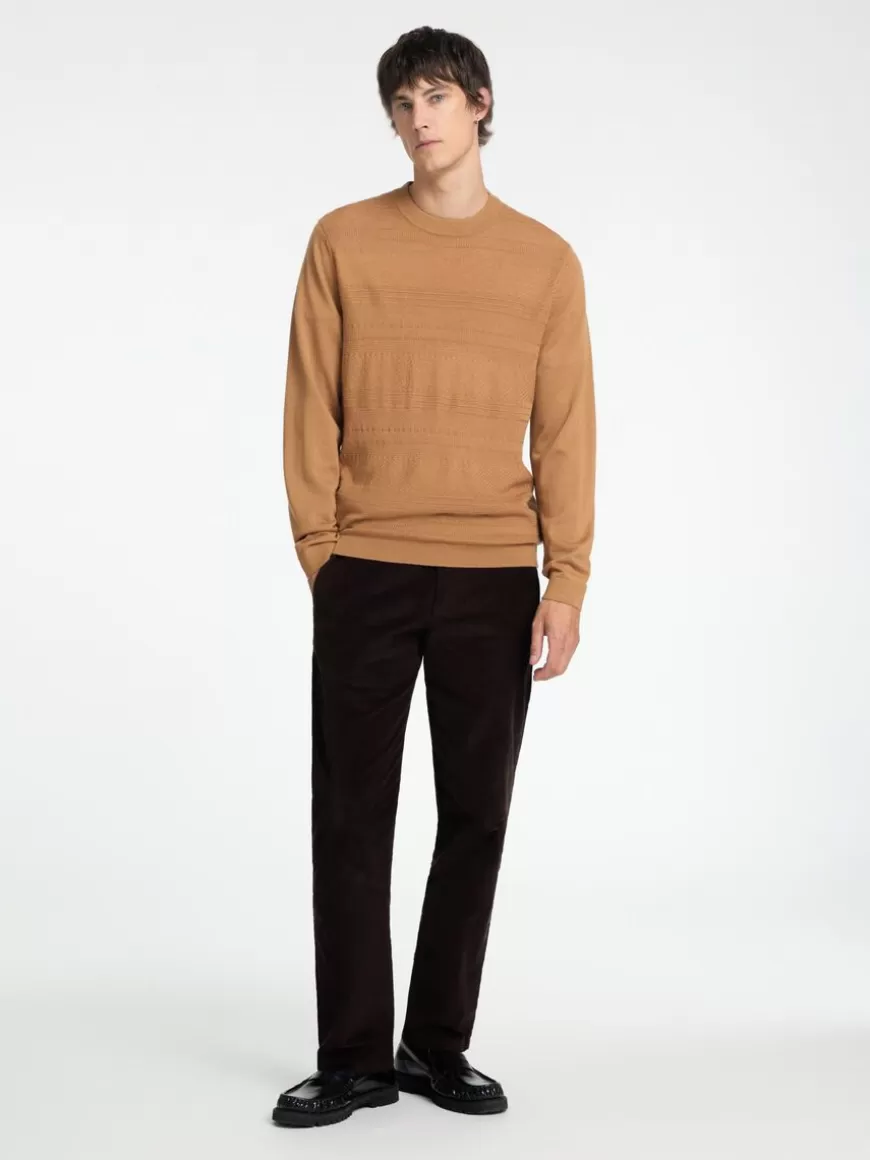 SELECTED 100 % MERINOULL CREW NECK-GENSER Orange Cheap