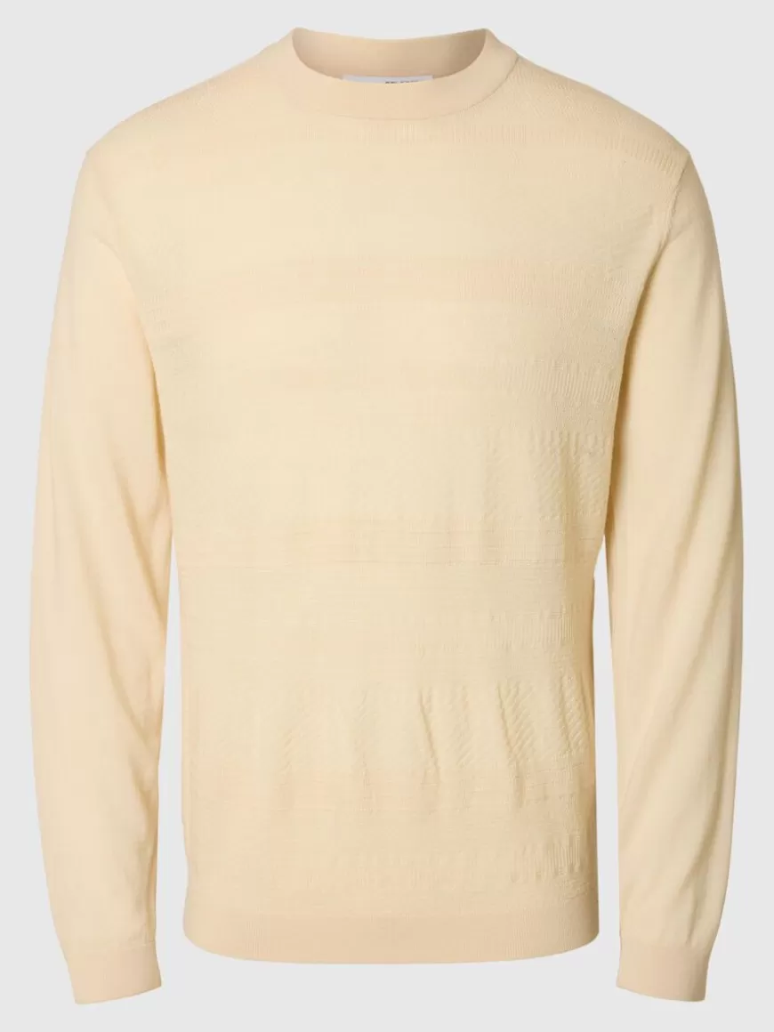 SELECTED 100 % MERINOULL CREW NECK-GENSER Beige Outlet