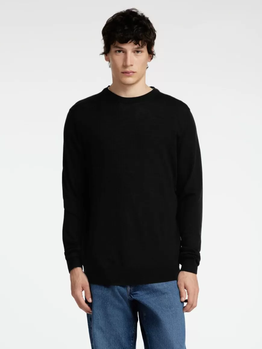 SELECTED 100 % MERINOULL CREW NECK-GENSER Black Fashion