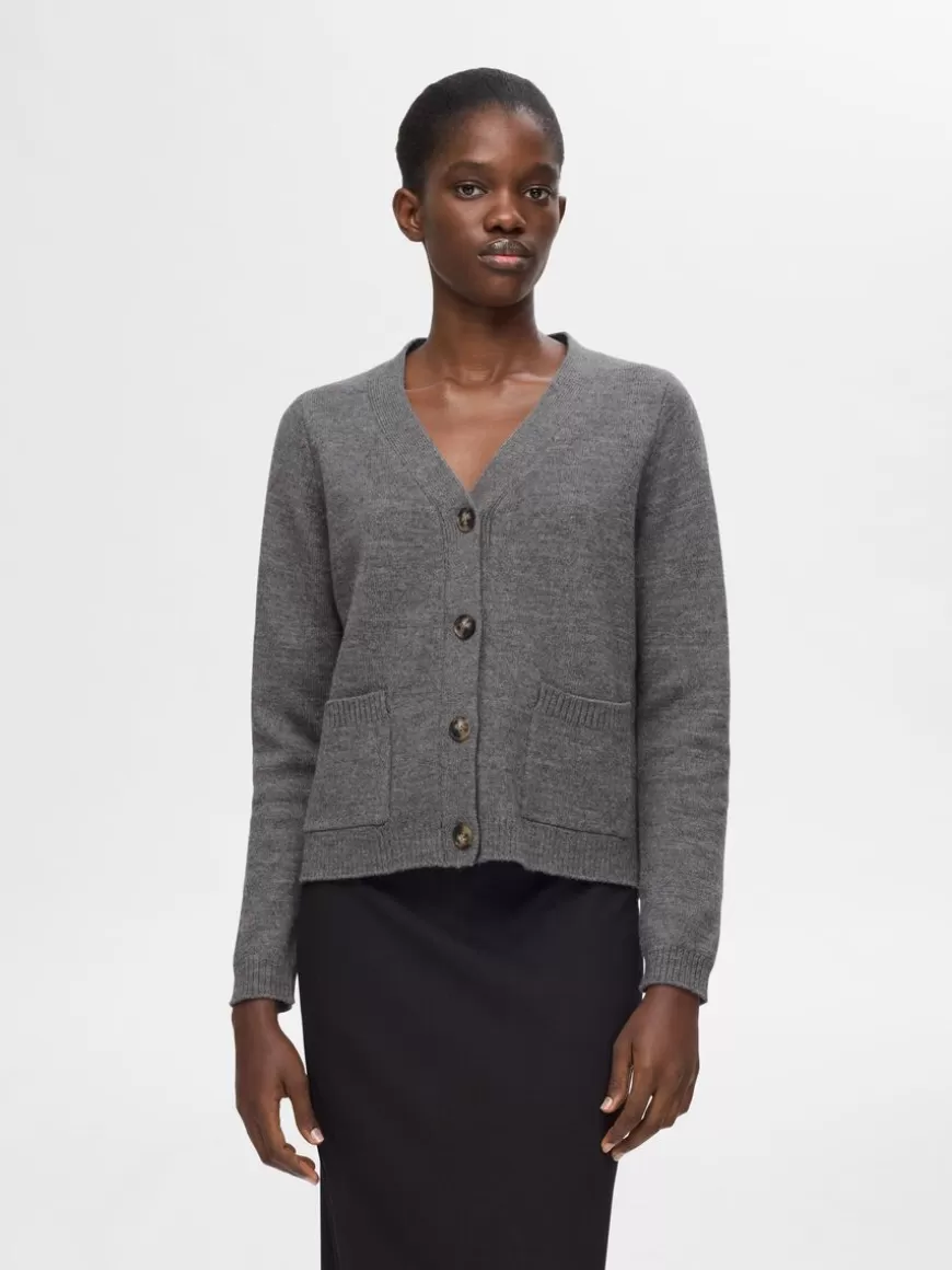 SELECTED 100 % ULL CARDIGAN Grey Flash Sale