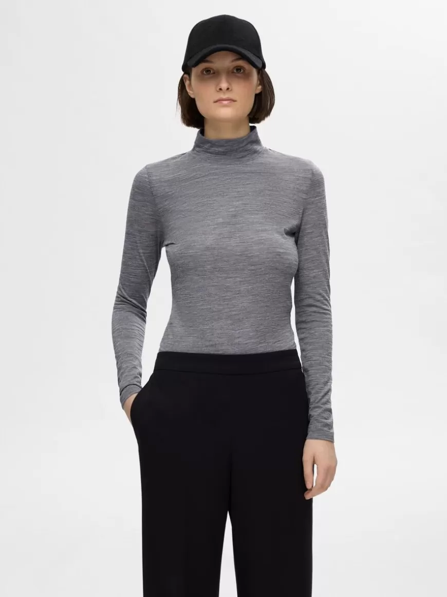 SELECTED 100 % ULL HØYHALSET GENSER Grey Flash Sale