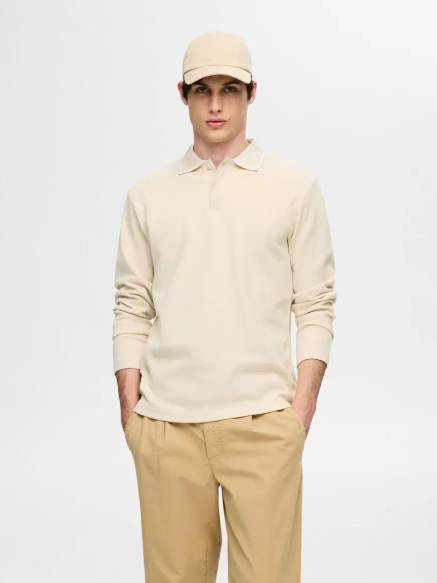 SELECTED 100% BOMULL LANGERMET POLO Beige Best