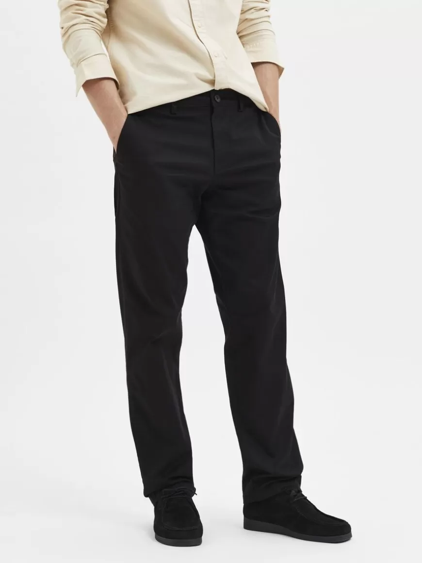 SELECTED 196 STRAIGHT FIT CHINOS Black Cheap