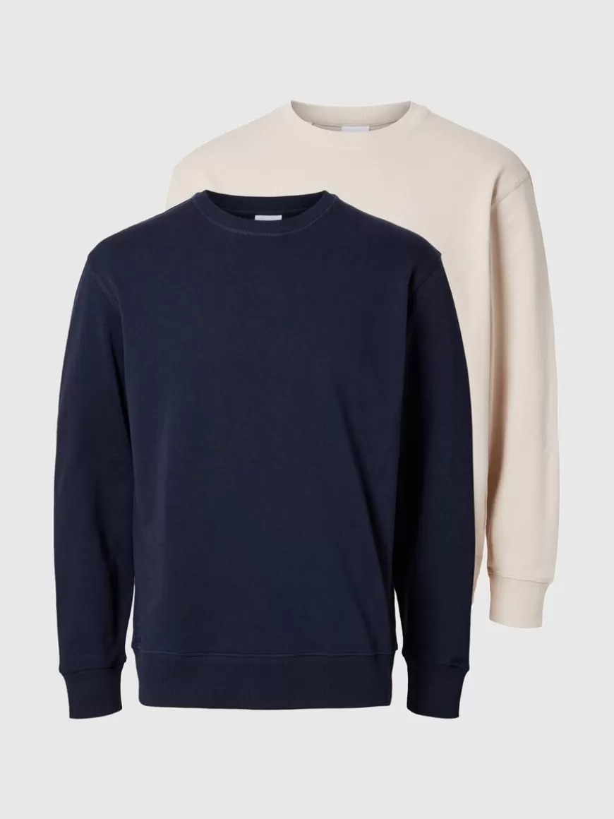 SELECTED 2-PAKNING BOMULL SWEATSHIRT Blue Sale