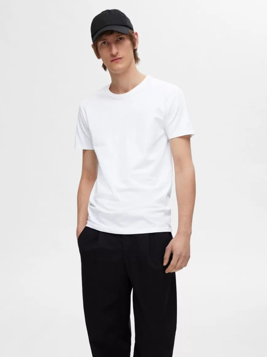 SELECTED 3-PAKNING BOMULL T-SKJORTE White Best Sale