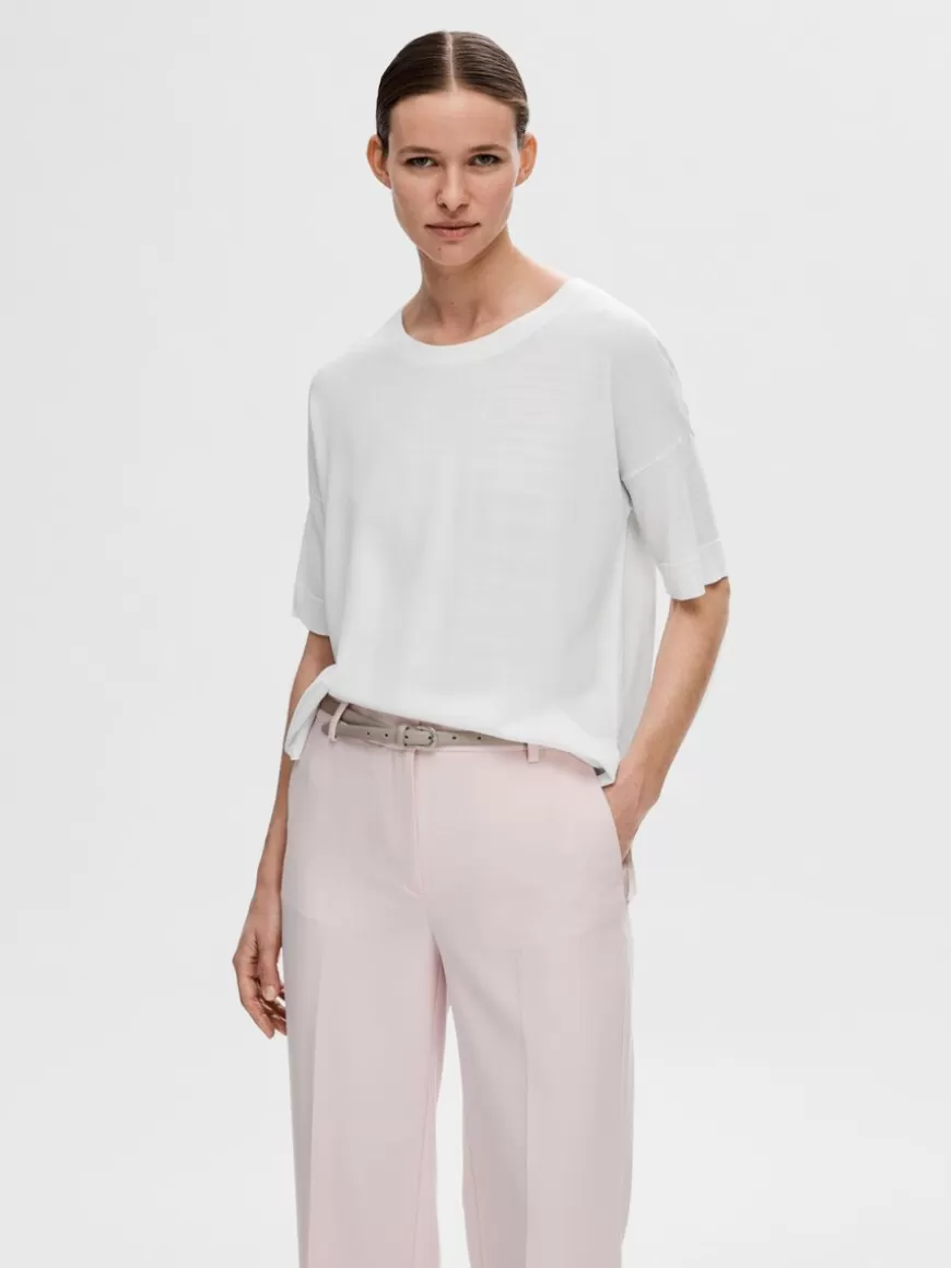 SELECTED BASIC - T-SKJORTE White Fashion