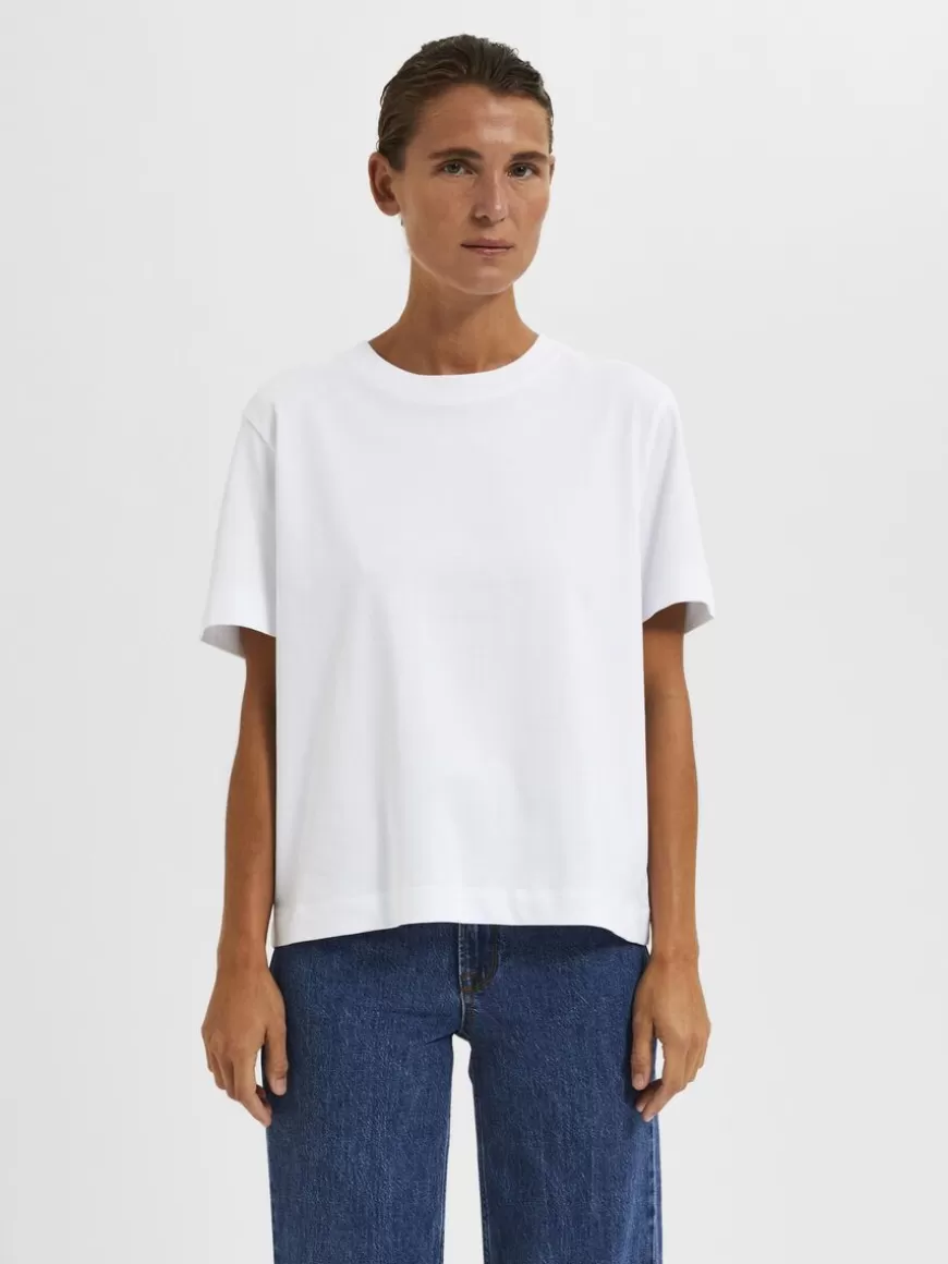 SELECTED BOXY T-SKJORTE White Flash Sale