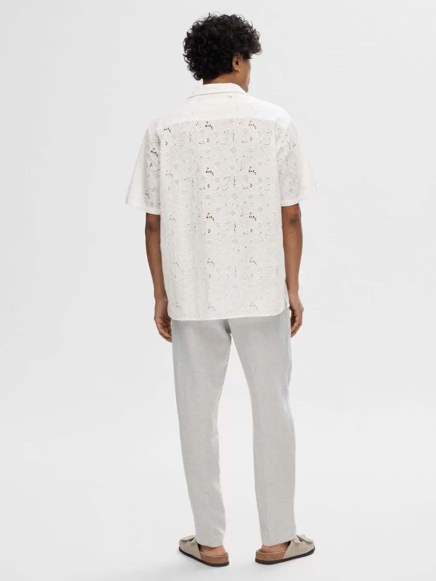 SELECTED BRODERIE ANGLAISE KORTERMET SKJORTE White Store