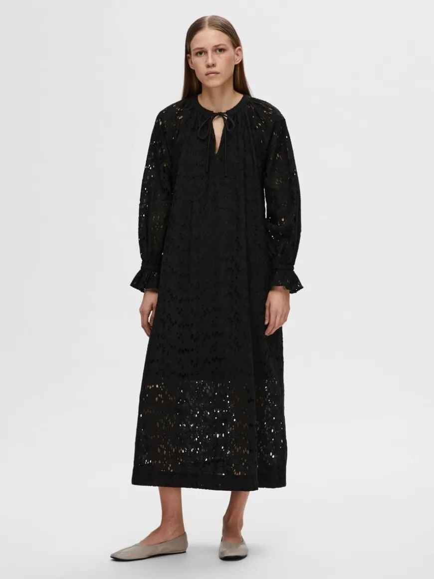 SELECTED BRODERIE ANGLAISE MAKSIKJOLE Black Flash Sale