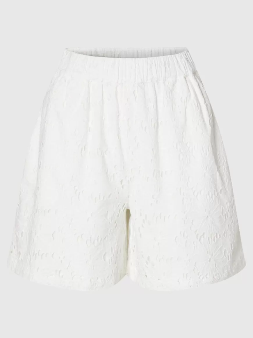 SELECTED BRODERIE ANGLAISE SHORTS White Flash Sale