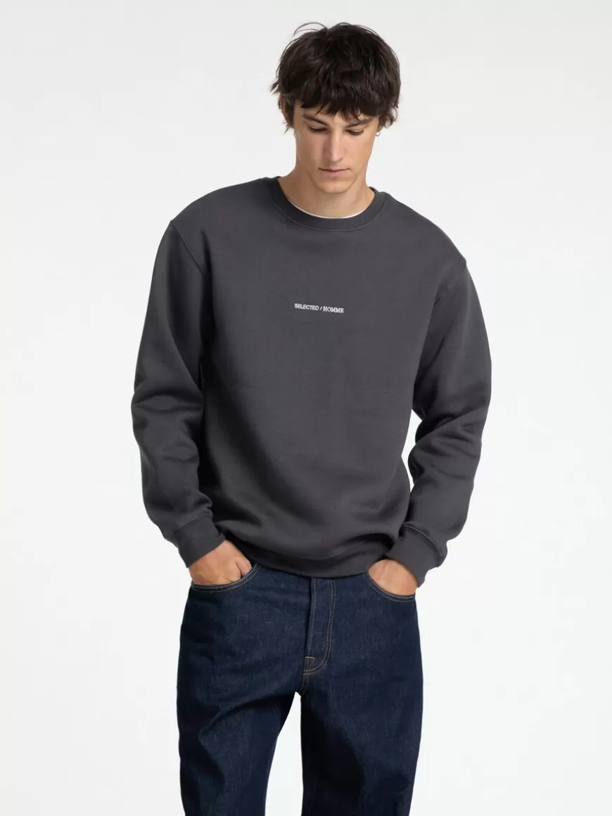 SELECTED BRODERT SWEATSHIRT Grey New