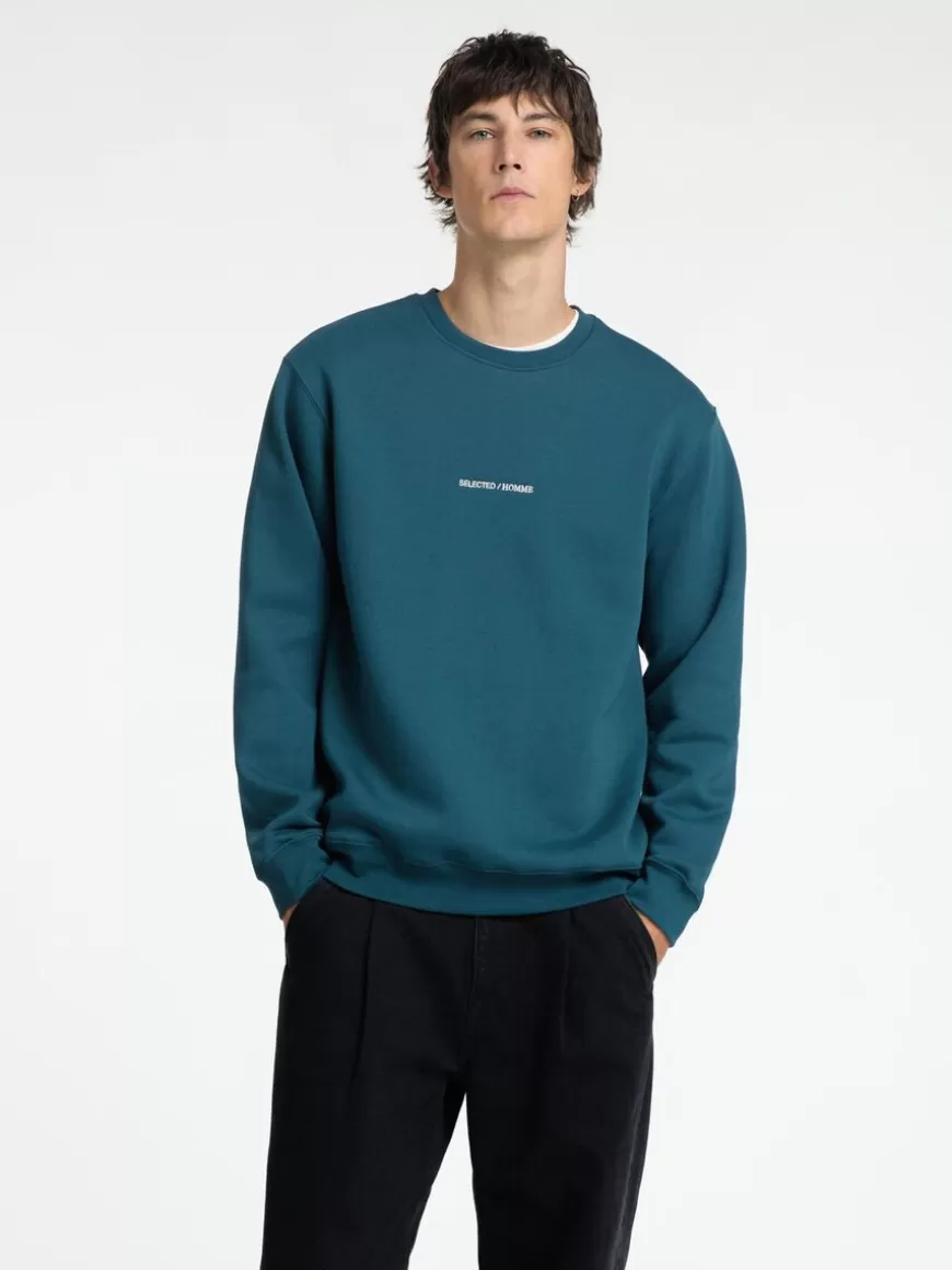 SELECTED BRODERT SWEATSHIRT Blue Cheap