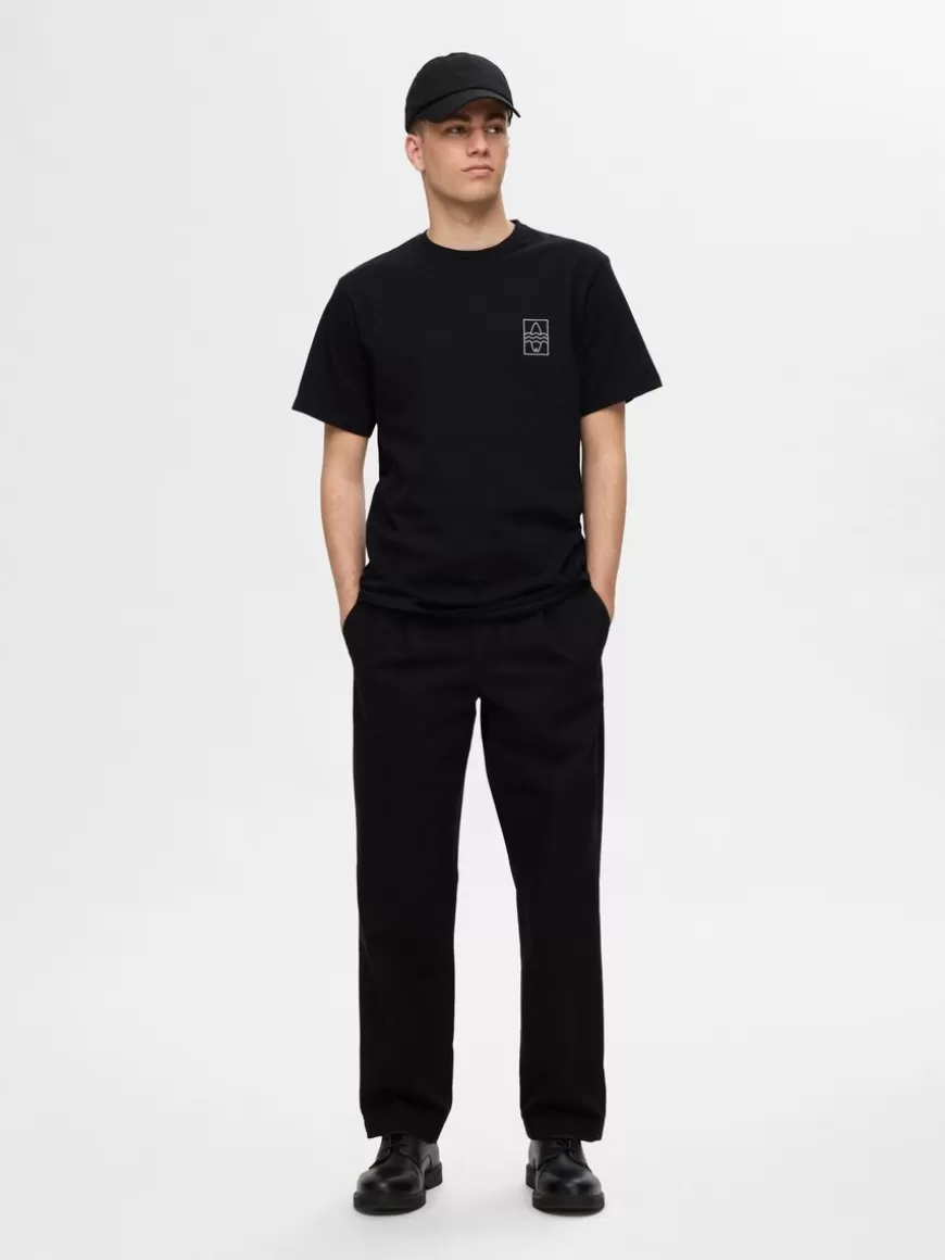 SELECTED BRODERT T-SKJORTE Black Store