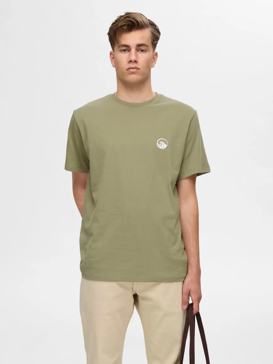 SELECTED BRODERT T-SKJORTE Green Cheap