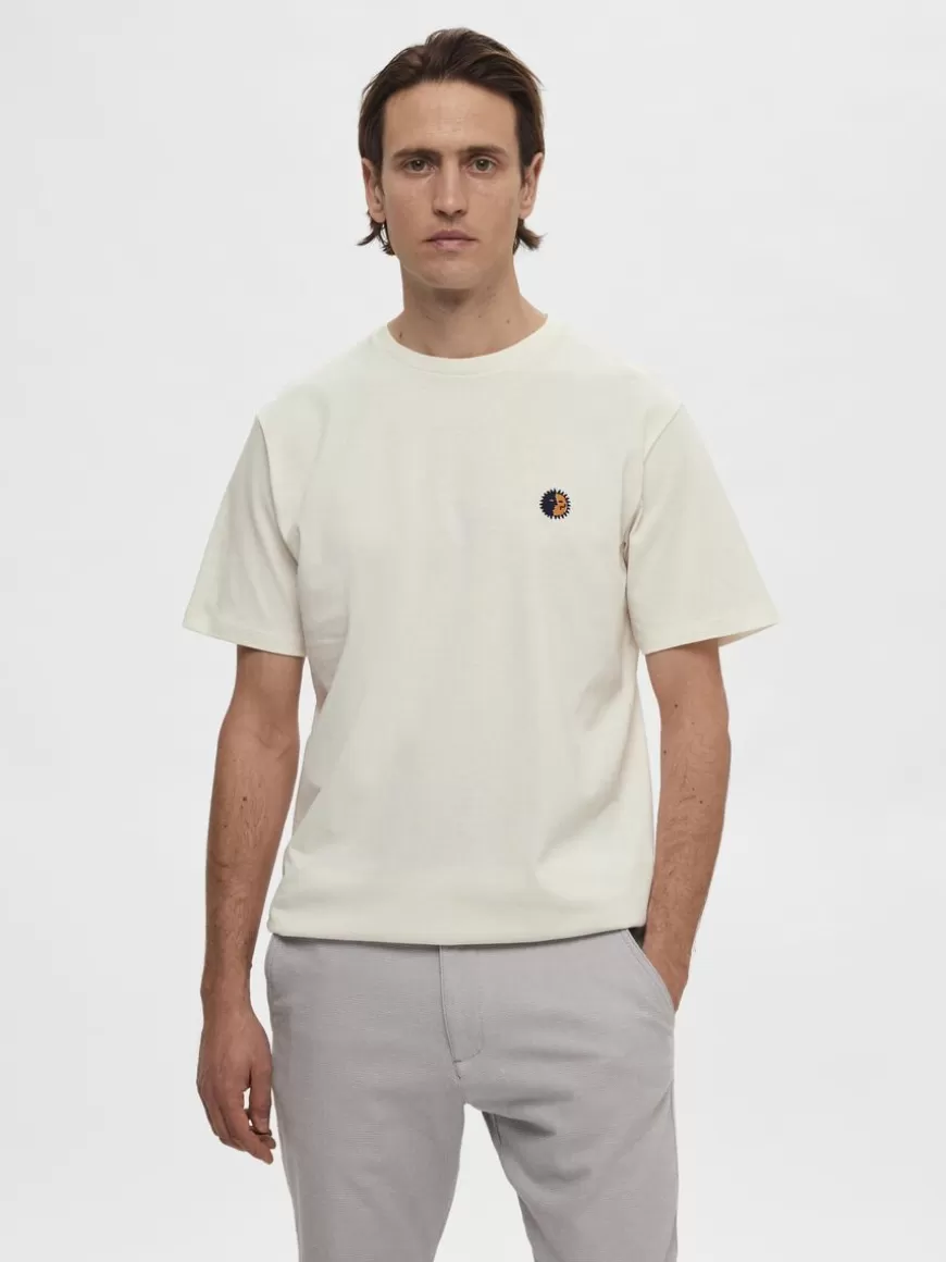 SELECTED BRODERT T-SKJORTE White Cheap