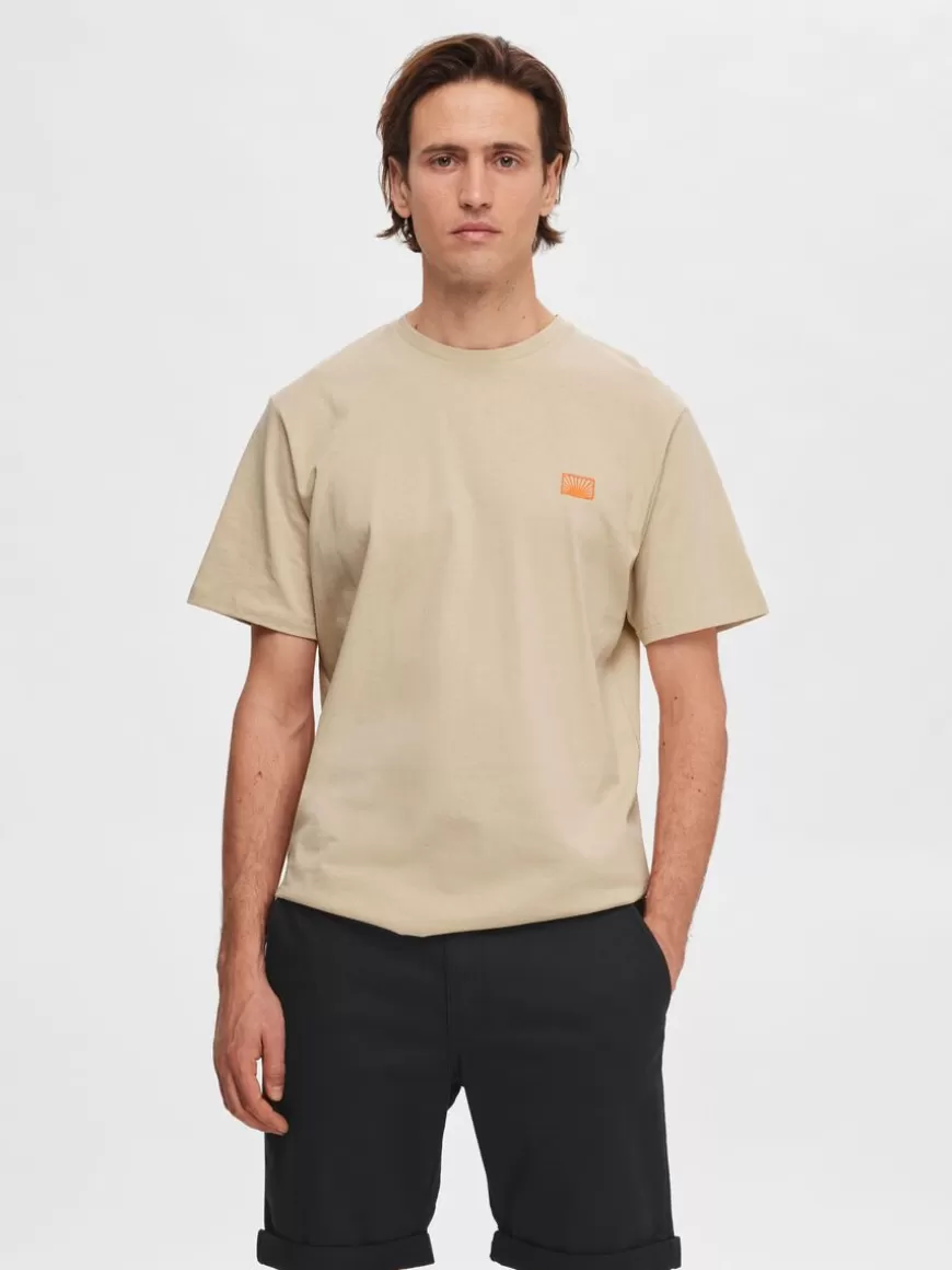 SELECTED BRODERT T-SKJORTE Beige Online