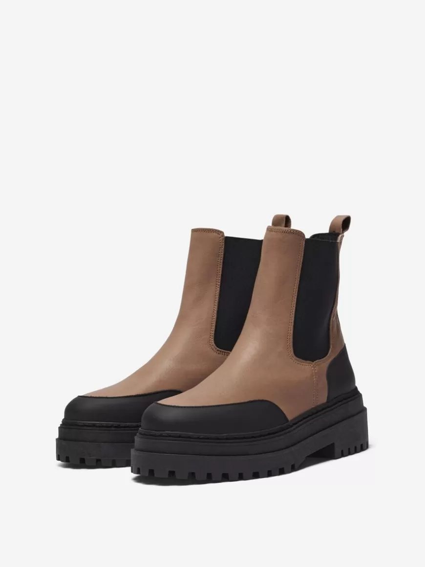 SELECTED CHUNKY CHELSEA BOOTS Brown Clearance