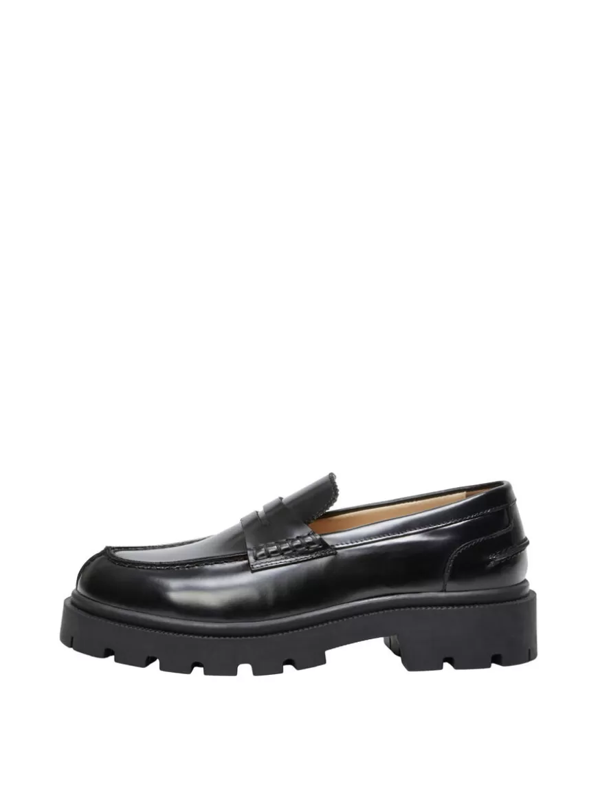 SELECTED CHUNKY LOAFERS Black Flash Sale