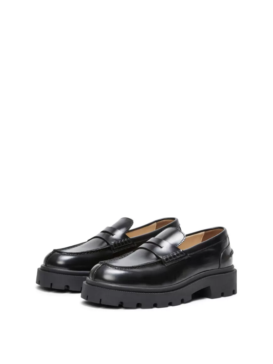 SELECTED CHUNKY LOAFERS Black Flash Sale