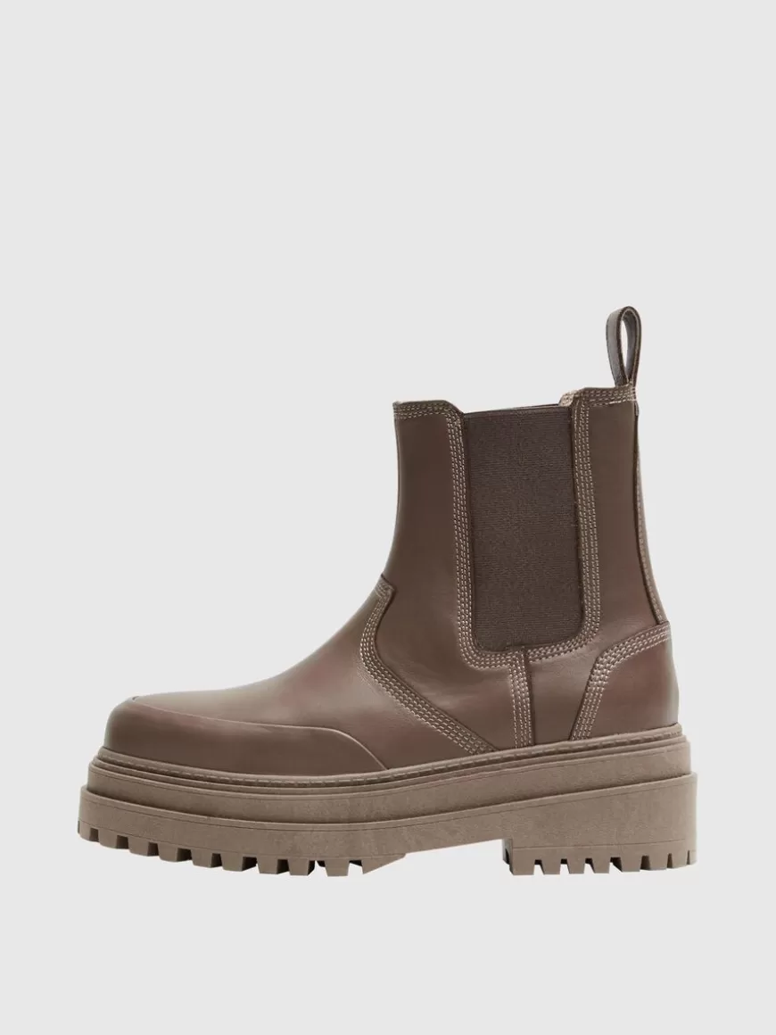 SELECTED CHUNKY SKINN CHELSEA BOOTS Brown Hot