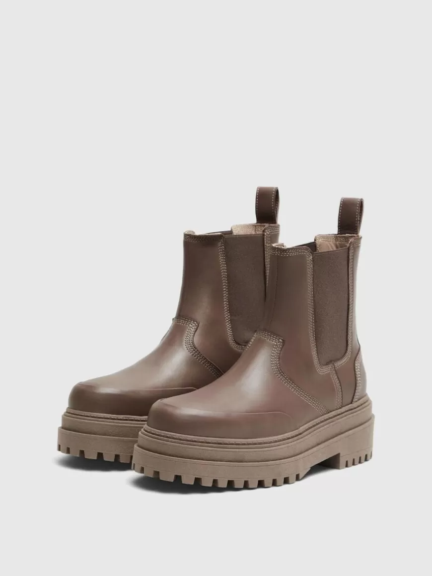 SELECTED CHUNKY SKINN CHELSEA BOOTS Brown Hot