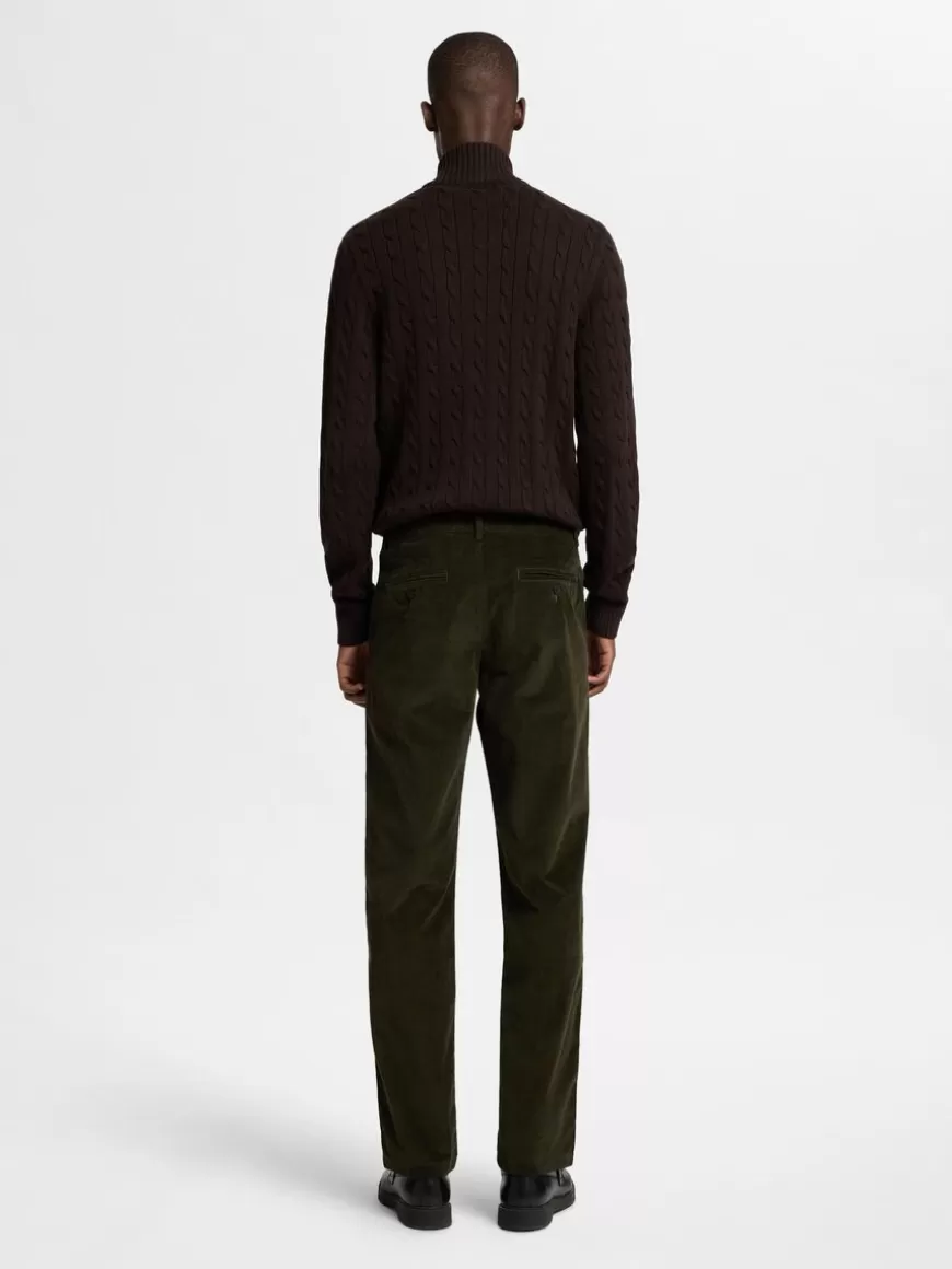 SELECTED CORDUROY BUKSE MED RETTE BEN Green Sale