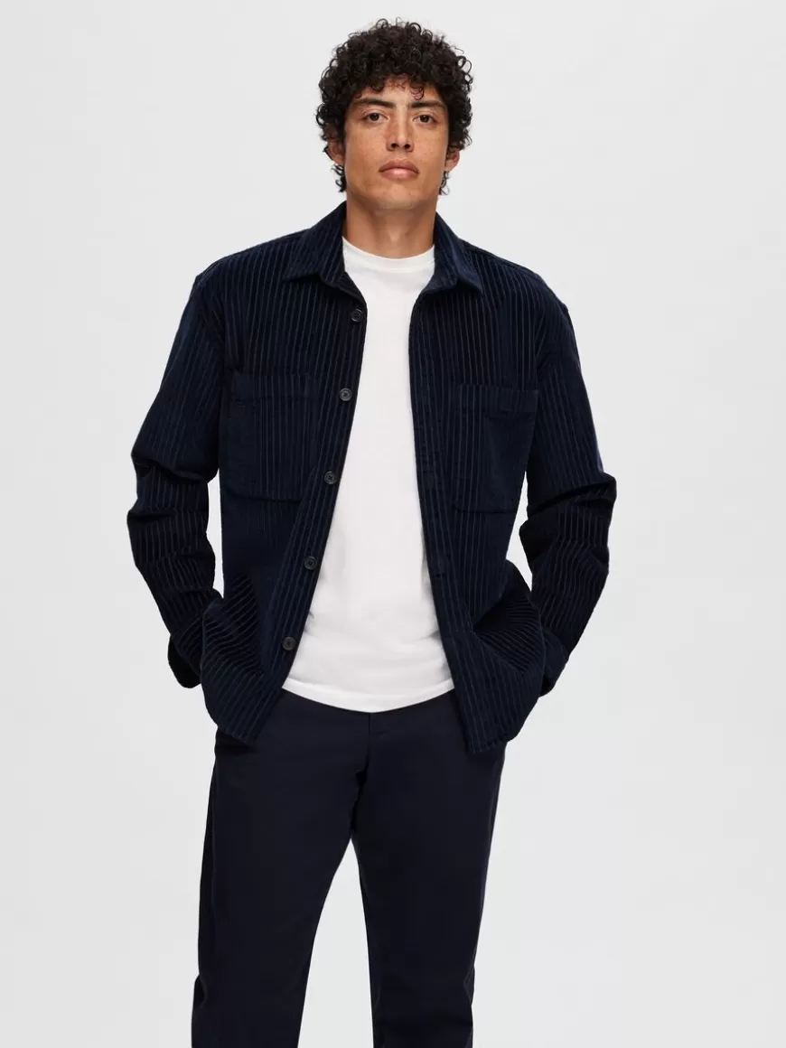 SELECTED CORDUROY SKJORTEJAKKE Blue Flash Sale