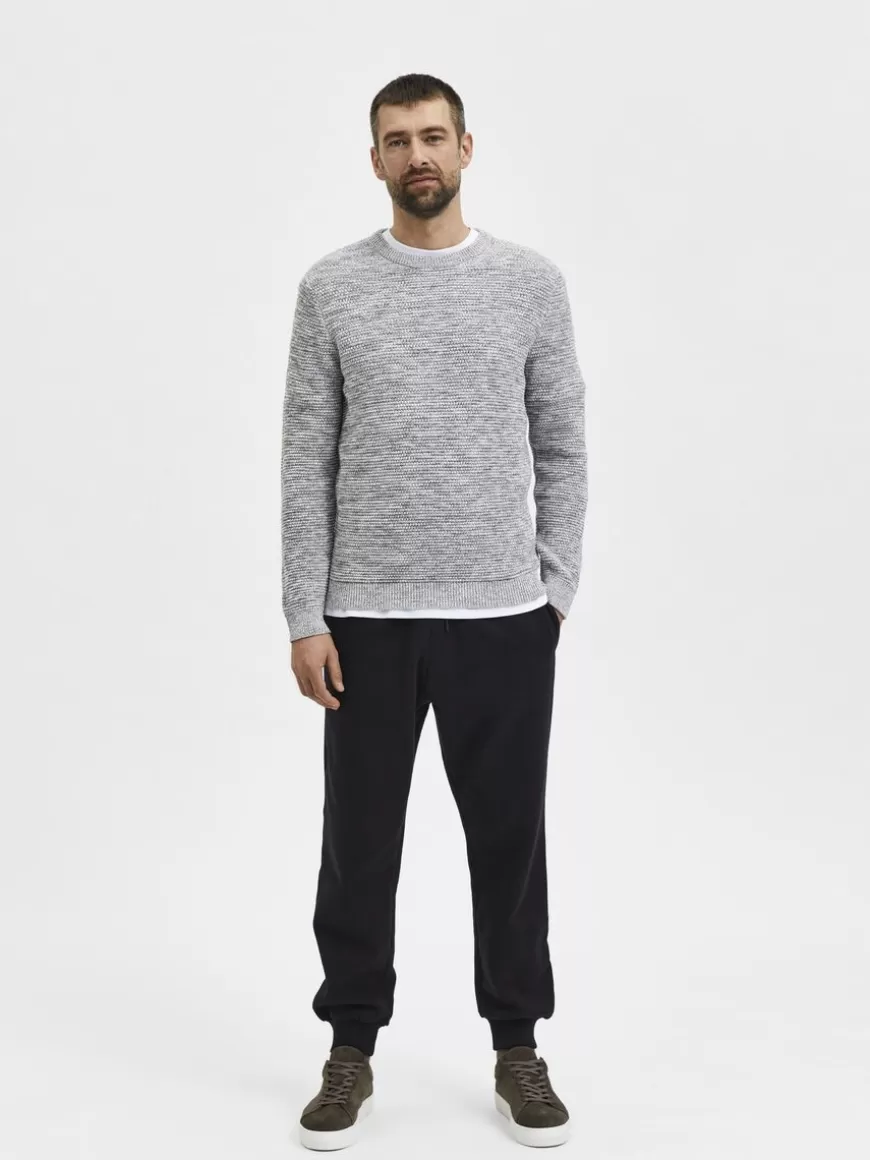 SELECTED CREW NECK STRIKKET PULLOVER Grey Cheap