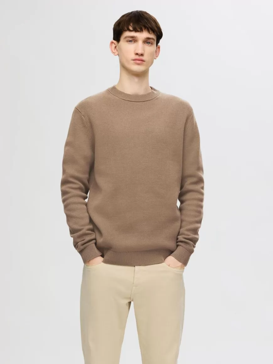 SELECTED CREWNECK GENSER Brown Sale