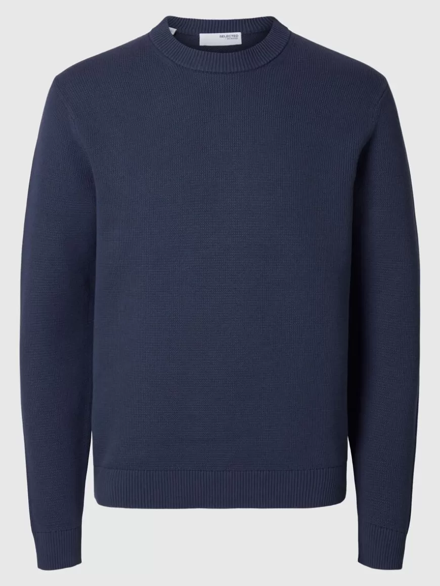 SELECTED CREWNECK GENSER Blue Cheap