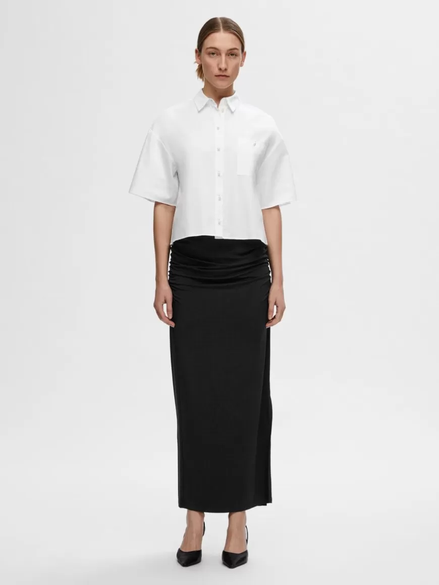 SELECTED CROPPED KORTERMET SKJORTE White Cheap