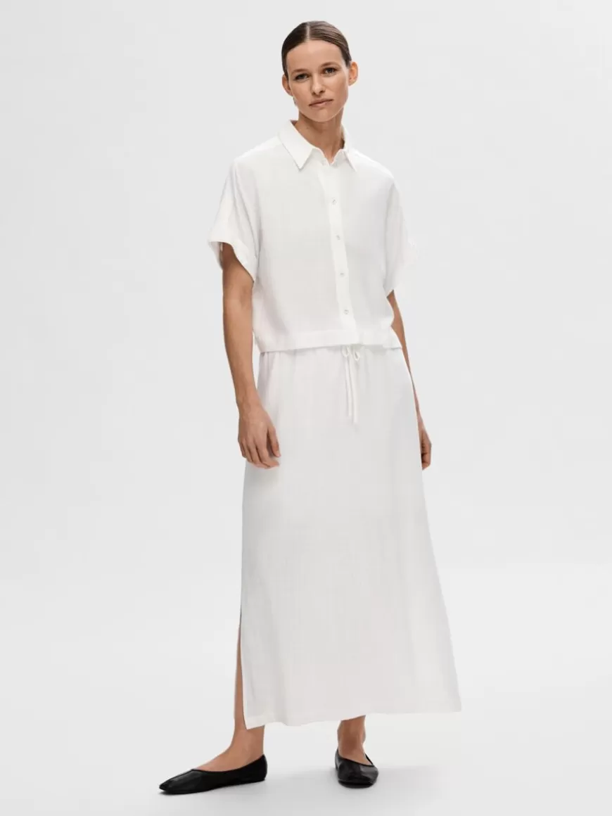 SELECTED CROPPED KORTERMET SKJORTE White Cheap