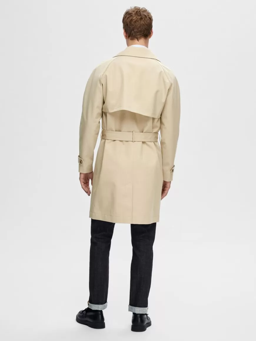 SELECTED DOBBELTSPENT TRENCHCOAT Beige New