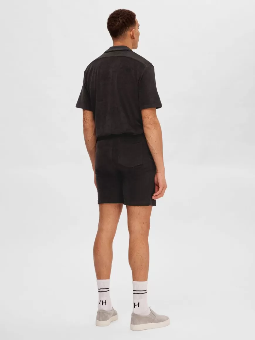 SELECTED FROTTÉ SHORTS Black Store