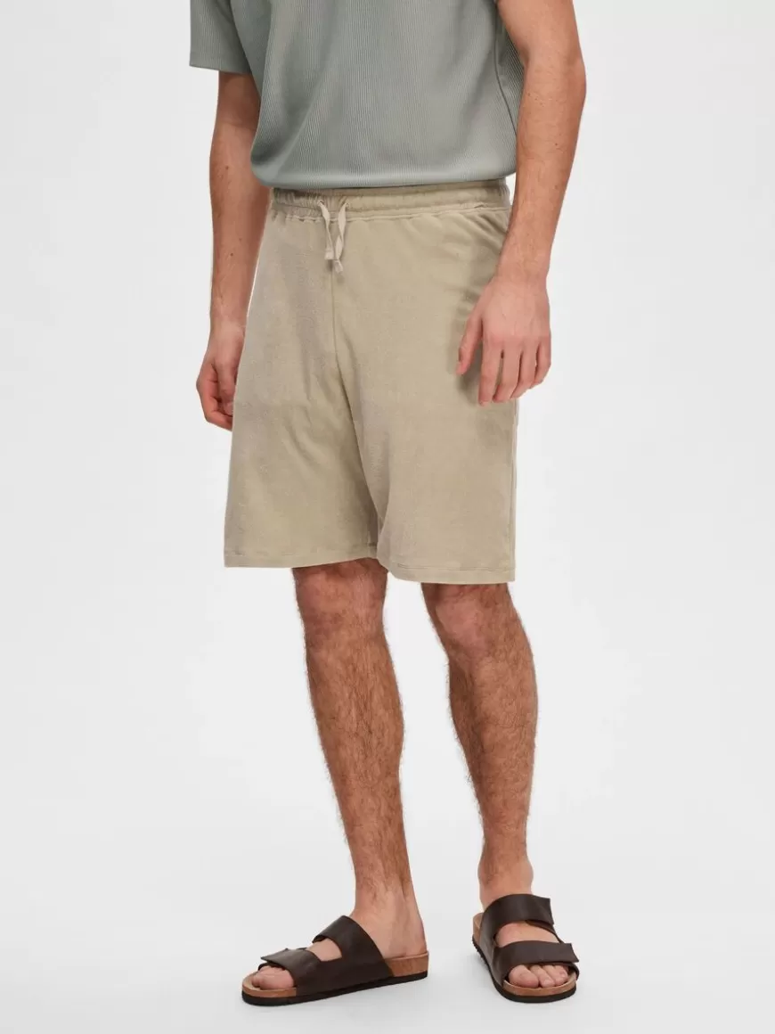 SELECTED FROTTÉ SHORTS Beige Cheap