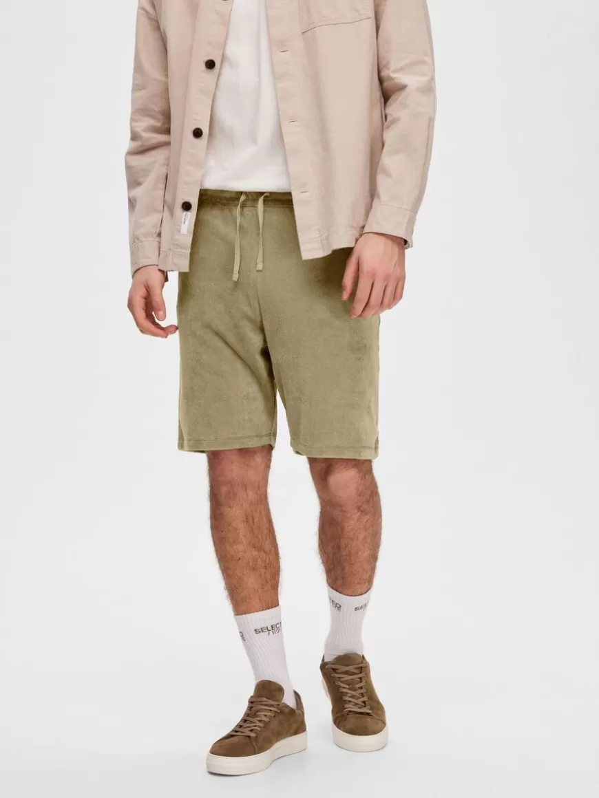 SELECTED FROTTÉ SHORTS Green Cheap