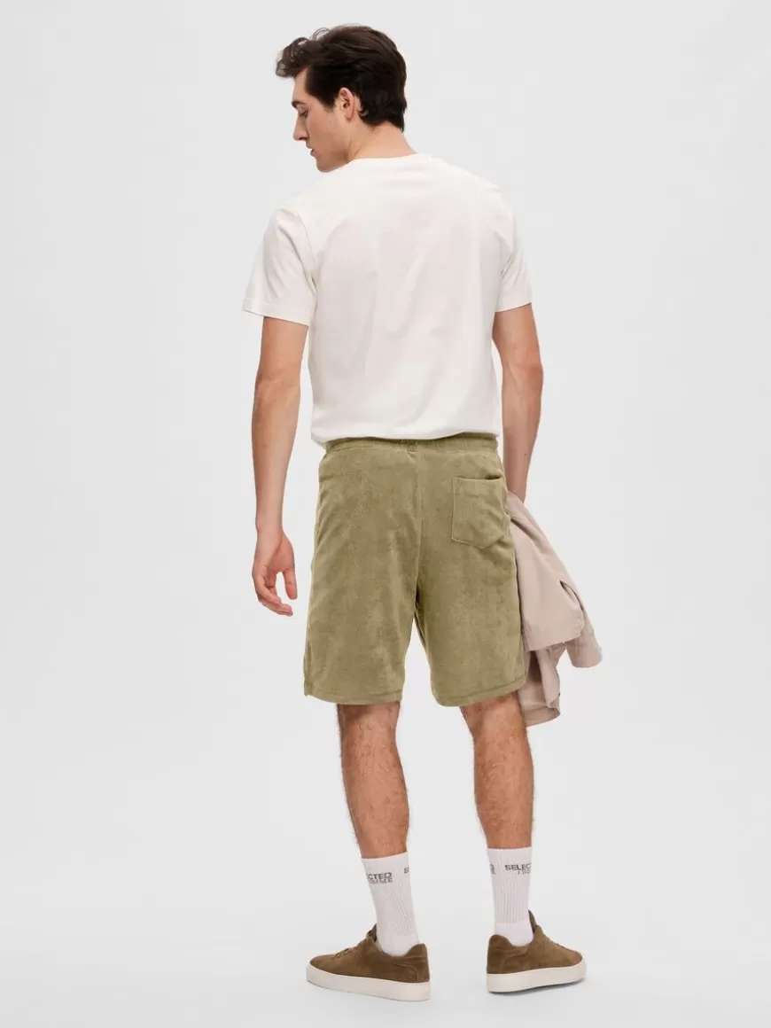 SELECTED FROTTÉ SHORTS Green Cheap