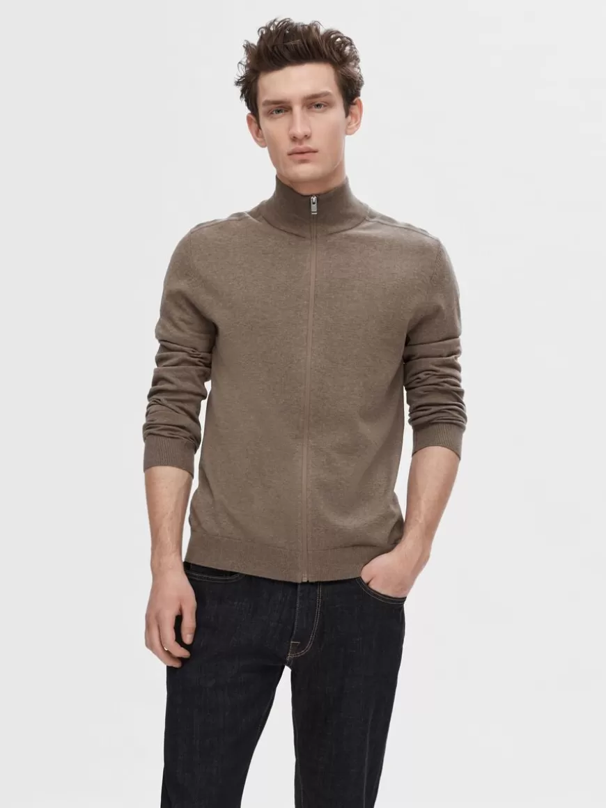 SELECTED GLIDELÅSLUKKING CARDIGAN Brown Cheap