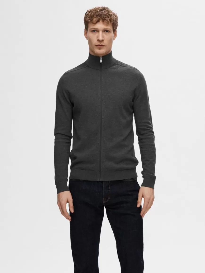 SELECTED GLIDELÅSLUKKING CARDIGAN Grey Discount