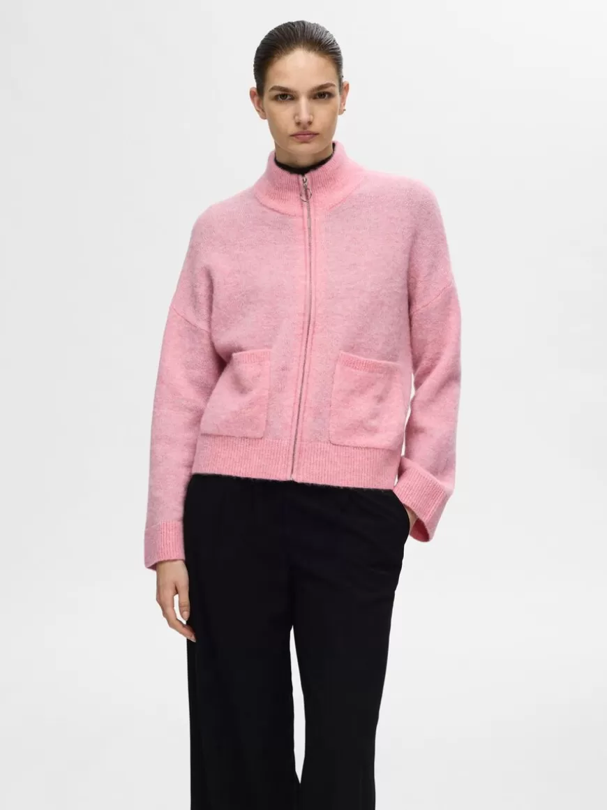 SELECTED GLIDELÅSLUKKING CARDIGAN Pink Store