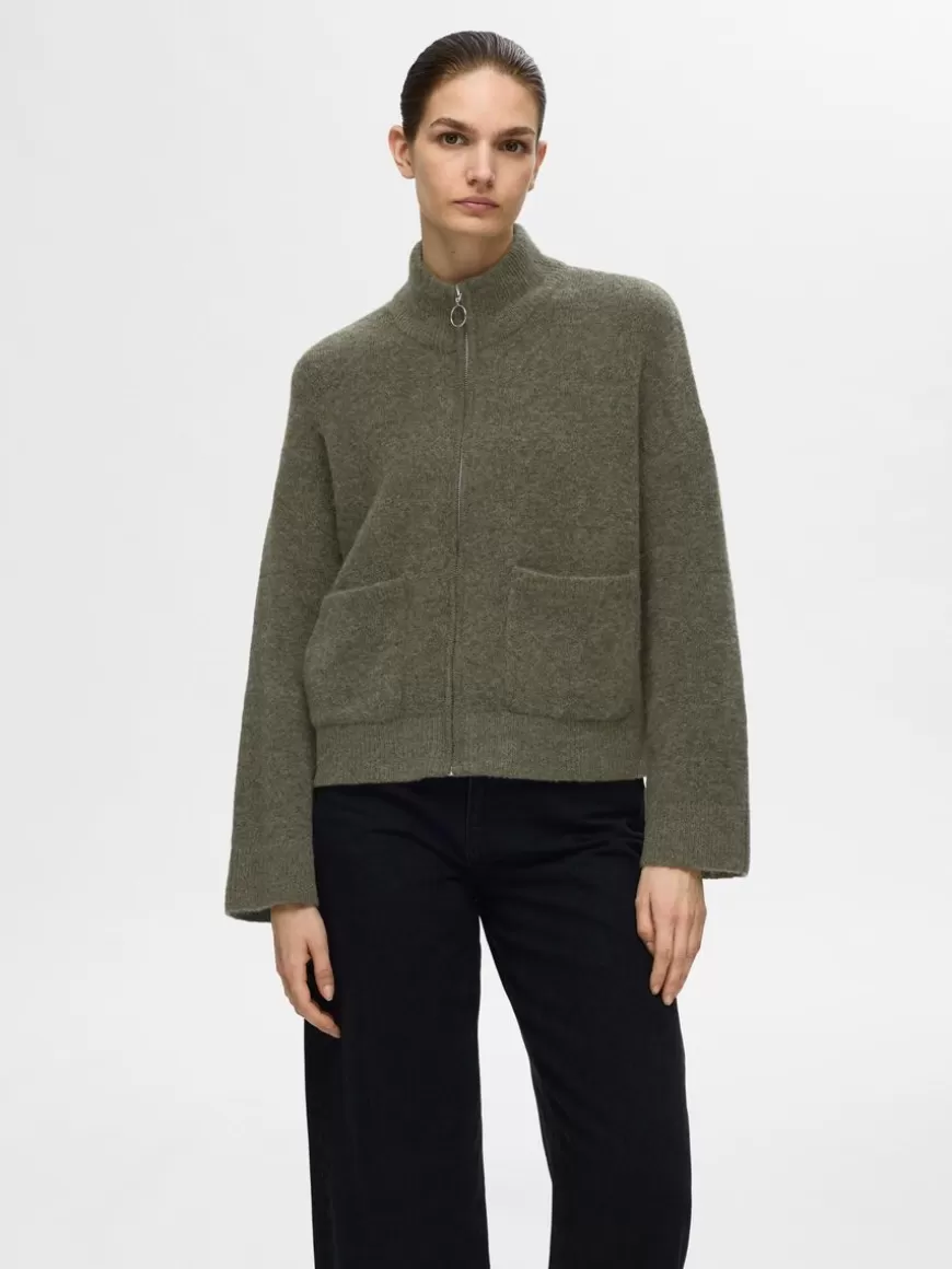 SELECTED GLIDELÅSLUKKING CARDIGAN Green Discount