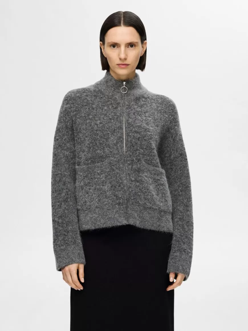 SELECTED GLIDELÅSLUKKING CARDIGAN Grey Shop