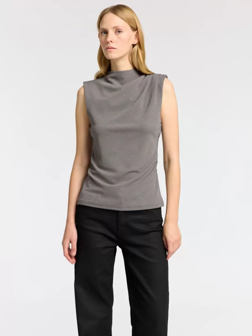 SELECTED GLITTER ERMELØS TOPP Grey Outlet