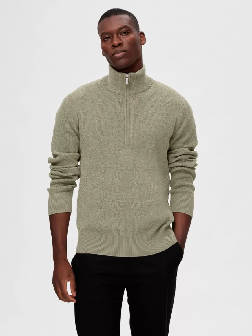 SELECTED HALF ZIP PULLOVER Green Cheap