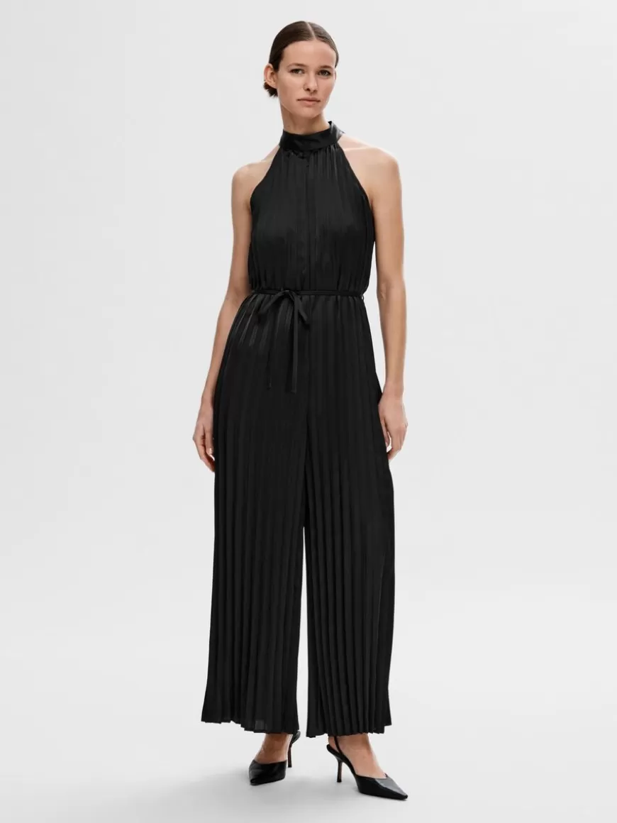 SELECTED HALTERNECK FINPLISSERT JUMPSUIT Black Fashion