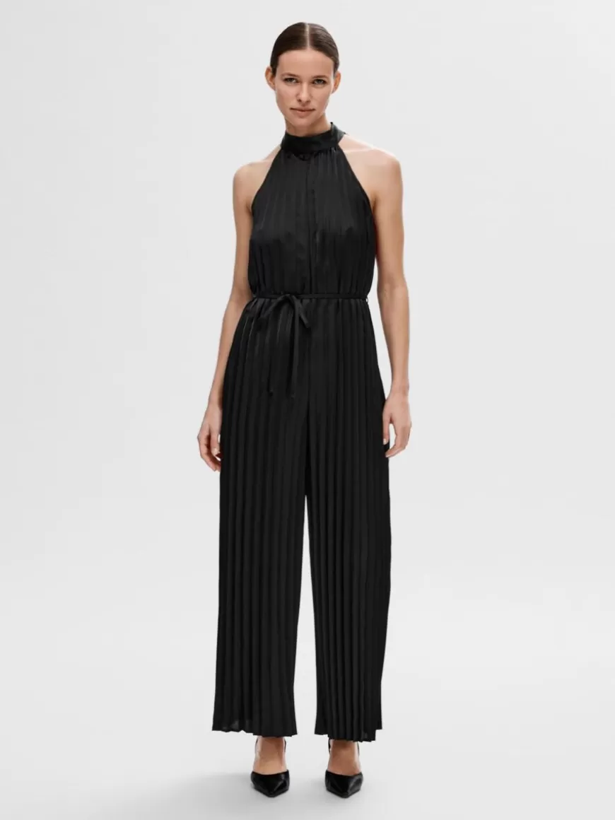 SELECTED HALTERNECK FINPLISSERT JUMPSUIT Black Fashion