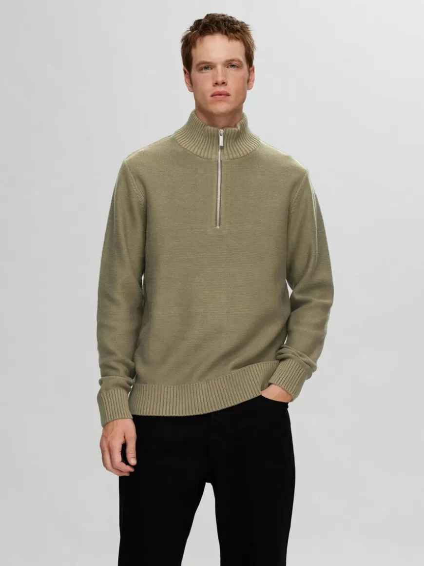 SELECTED HALV GLIDELÅS PULLOVER Green Fashion