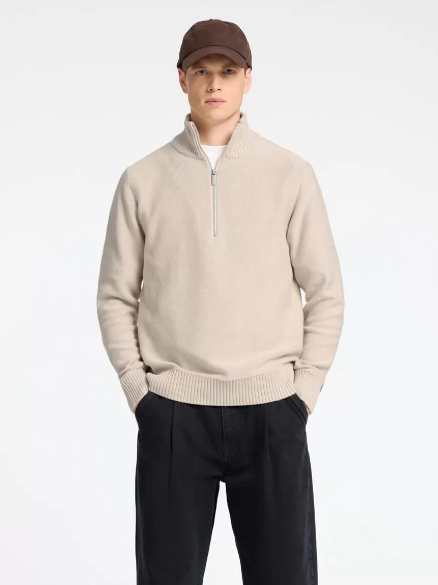 SELECTED HALV GLIDELÅS PULLOVER Beige Flash Sale