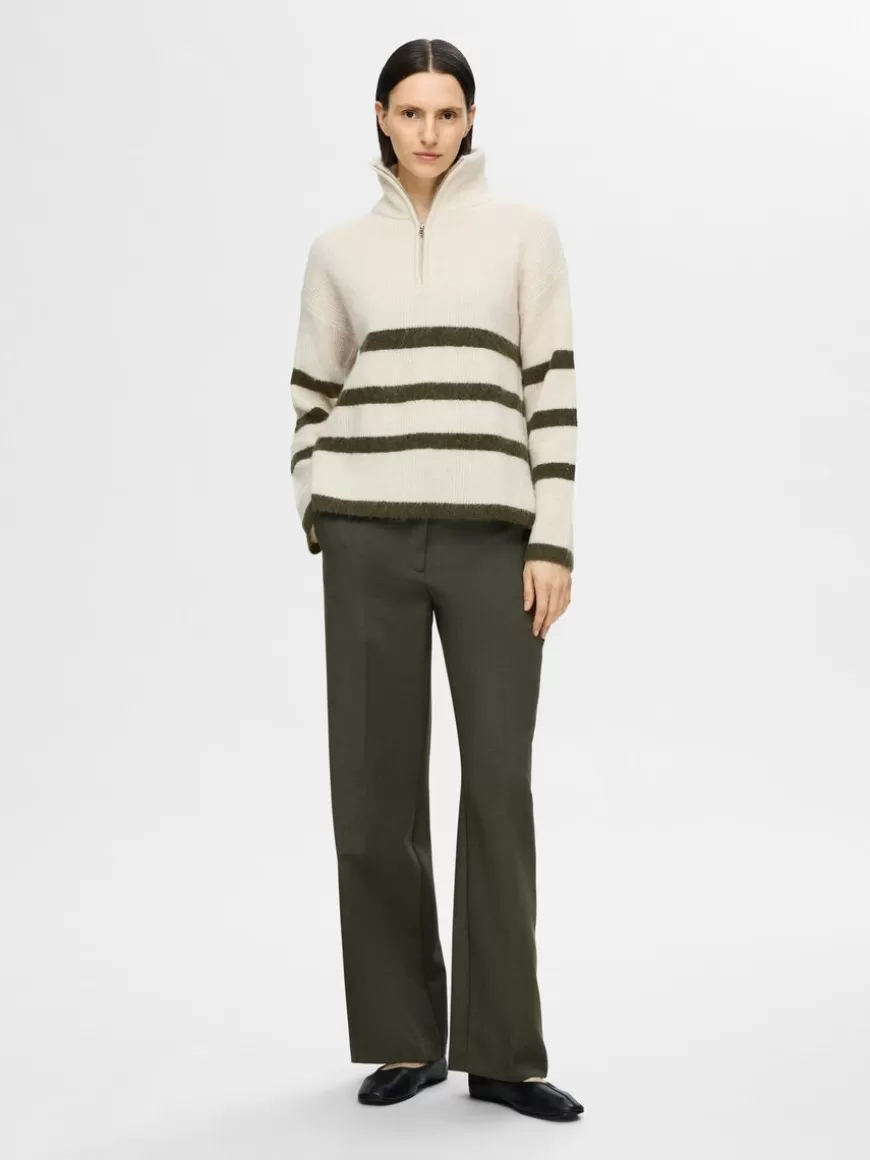 SELECTED HALV GLIDELÅS PULLOVER Beige Sale